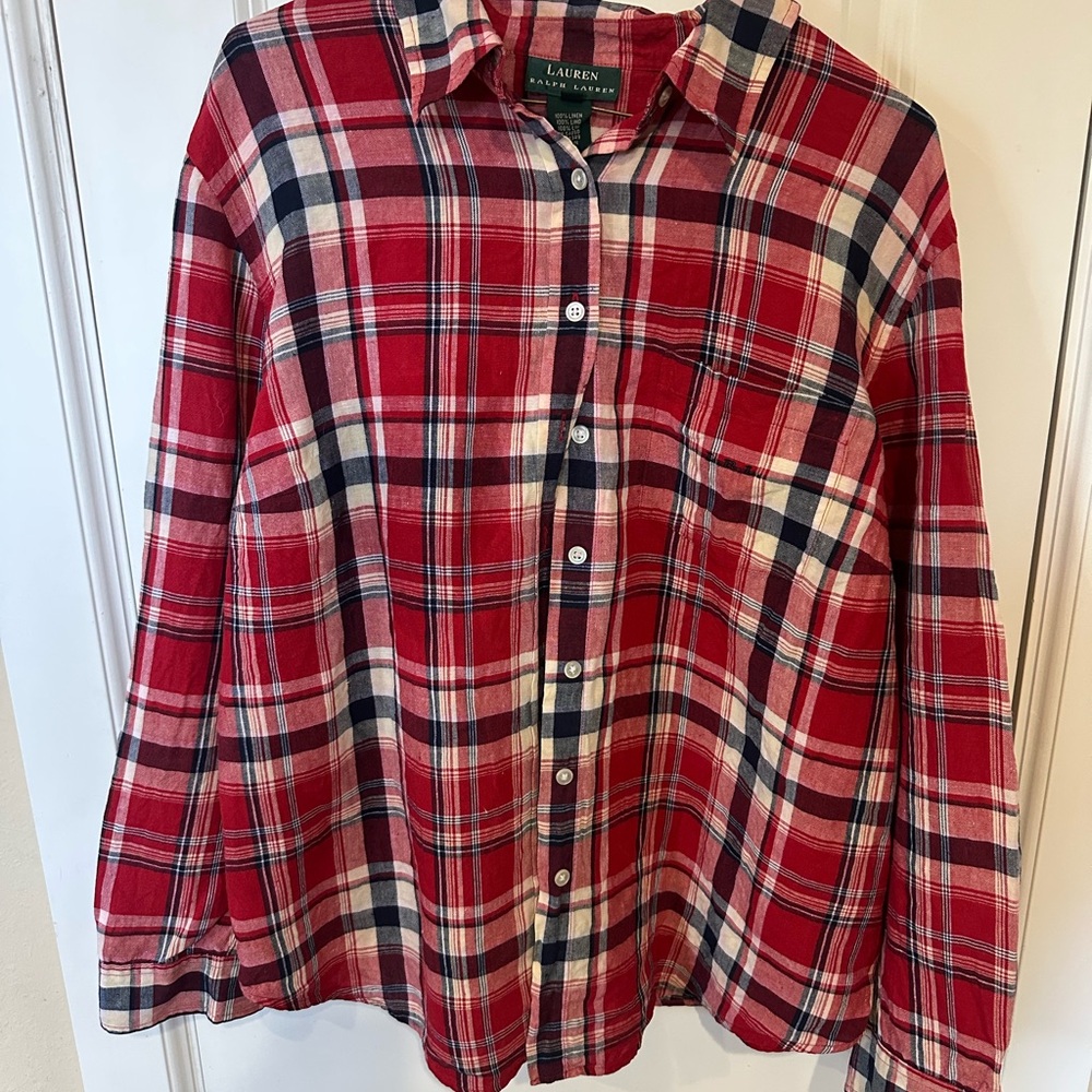 Ralph Lauren Red and White Plaid Shirt